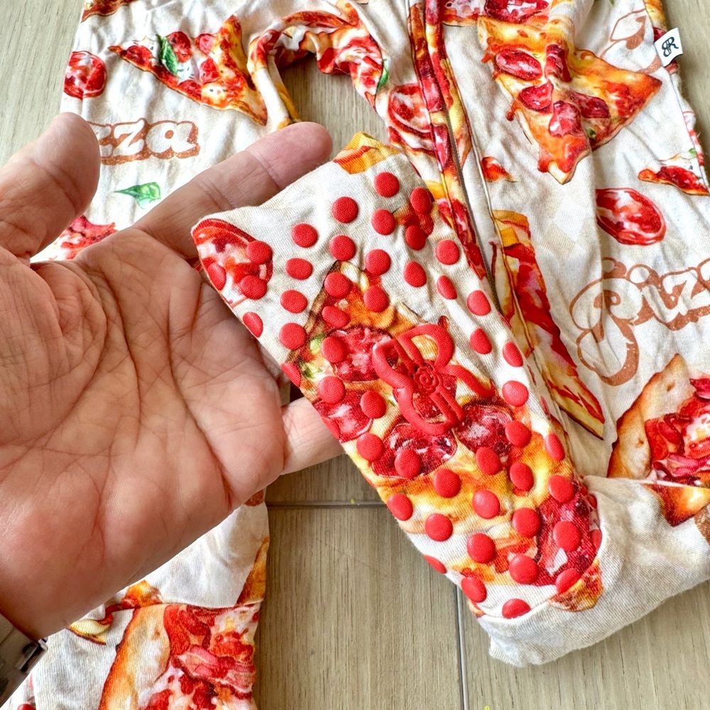 Bums & Roses Little Pizza Heaven Convertible One Piece Sz 2 NWOT Bamboo unisex - Picture 6 of 8